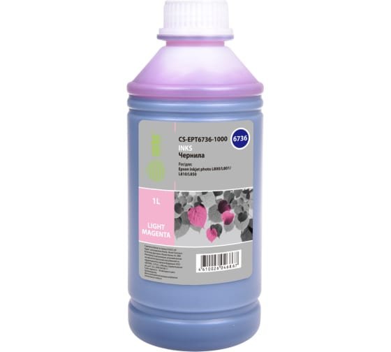 Чернила Cactus CS-EPT6736-1000 T6736 светло-пурпурный 1000мл для Epson L800/L810/L850/L1800