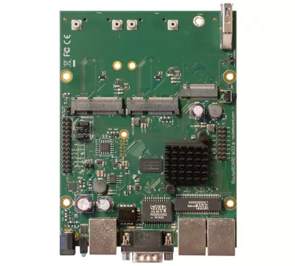Роутер MikroTik RouterBOARD M33G (RBM33G) with Dual Core 880MHz CPU, 256MB RAM, 3x Gbit LAN, 2x miniPCI-e, 2x SIM slots, USB, microSD slot, M.2 slot