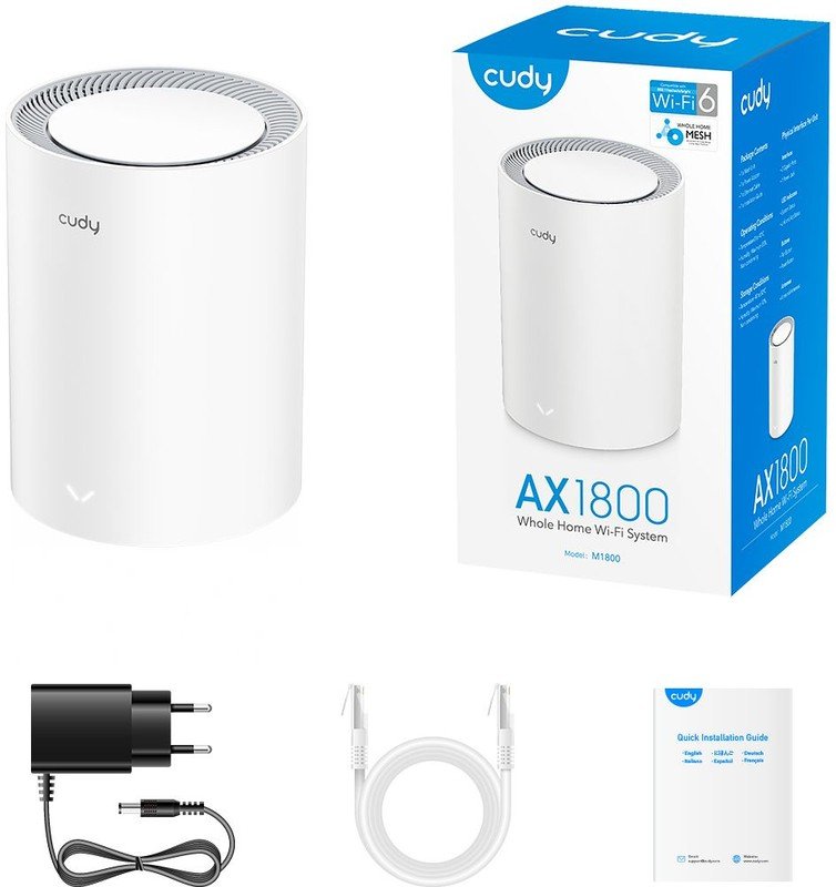Cudy M1800 (1-Pack) Бесшовный Mesh роутер Cudy M1800 (1-Pack) AX1800 10/100/1000BASE-TX белый