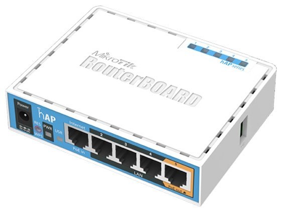 MikroTik RouterBOARD RB951Ui-2nD (hAP), Wi-Fi Роутер, 2.4GHz, 802.11b/g/n, MIMO 2x2, 22 дБм, 5xLAN, раздача PoE (на LAN5)