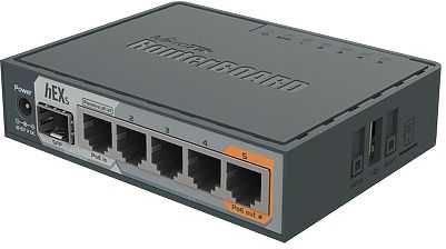 PoE-маршрутизатор MikroTik RB760iGS 2 ядра (880 МГц), 5х 1G RJ45, SFP, USB, MicroSD, раздача PoE (HEX S)