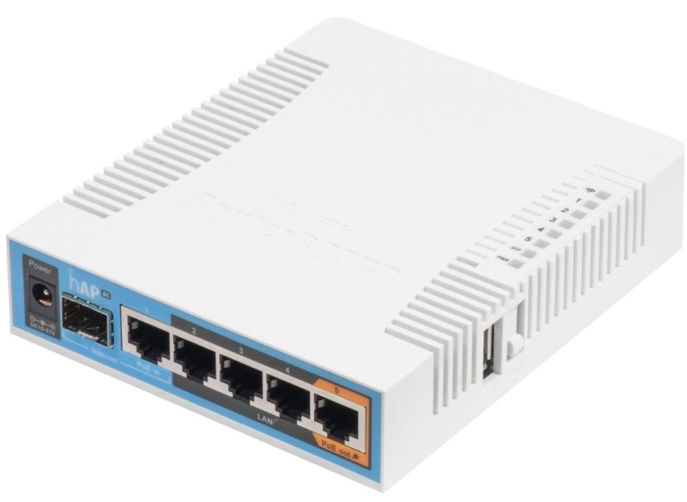 MikroTik RouterBOARD RB962UiGS-5HacT2HnT (hAP ac), Dual-Band Wi-Fi Роутер, 2.4/5GHz, 802.11a/b/g/n/ac, MIMO 3x3, 5xGLAN, 1xSFP, CPU Atheros QCA9558 720 MHz