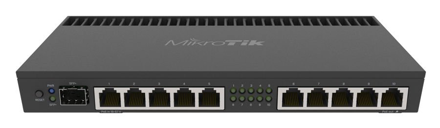 MikroTik RouterBOARD RB4011IGS+RM, Маршрутизатор гигабитный, 10 портов GbEthernet и порт SFP+, раздача PoE на десятом порту, CPU AL21400 4x1.40GHz + RTL8367SB0