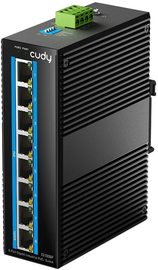 Промышленный коммутатор Cudy IG1008P 2.0 с 8 гигабитными портами PoE+