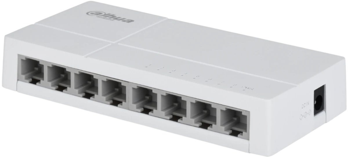 Коммутатор Dahua DH-SF1008L 8 портов до 100Мбит.с/коммутация до 1.6Гбит.с/неуправляемый/Plug & Play/белый