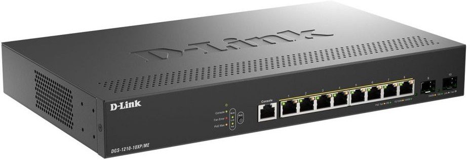 Коммутатор управляемый D-Link DGS-1210-10XP/ME/C1A (L2) 8x1Гбит/с 2SFP+ 8PoE+ 240W