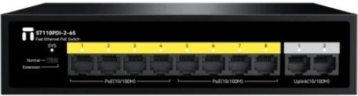 Коммутатор неуправляемый Netis ST110PDI-2-65 10x100Мбит/с 8PoE