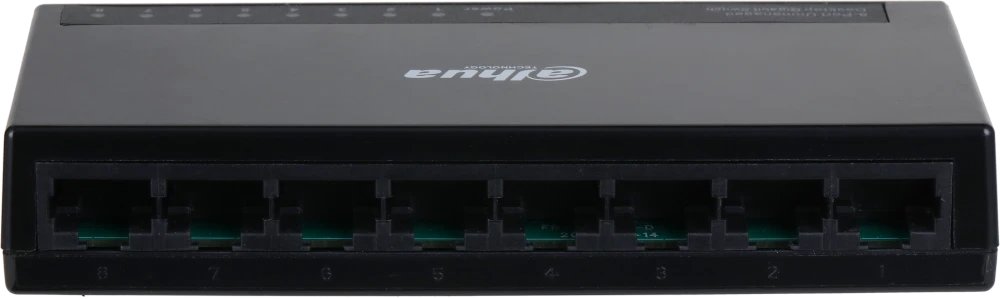 Коммутатор DAHUA DH-PFS3008-8GT-L 8-портовый гигабитный неуправляемый, 8xRJ45 1Gb, коммутаця 16 Гбит/с, MAC-таблица 2K, пластик