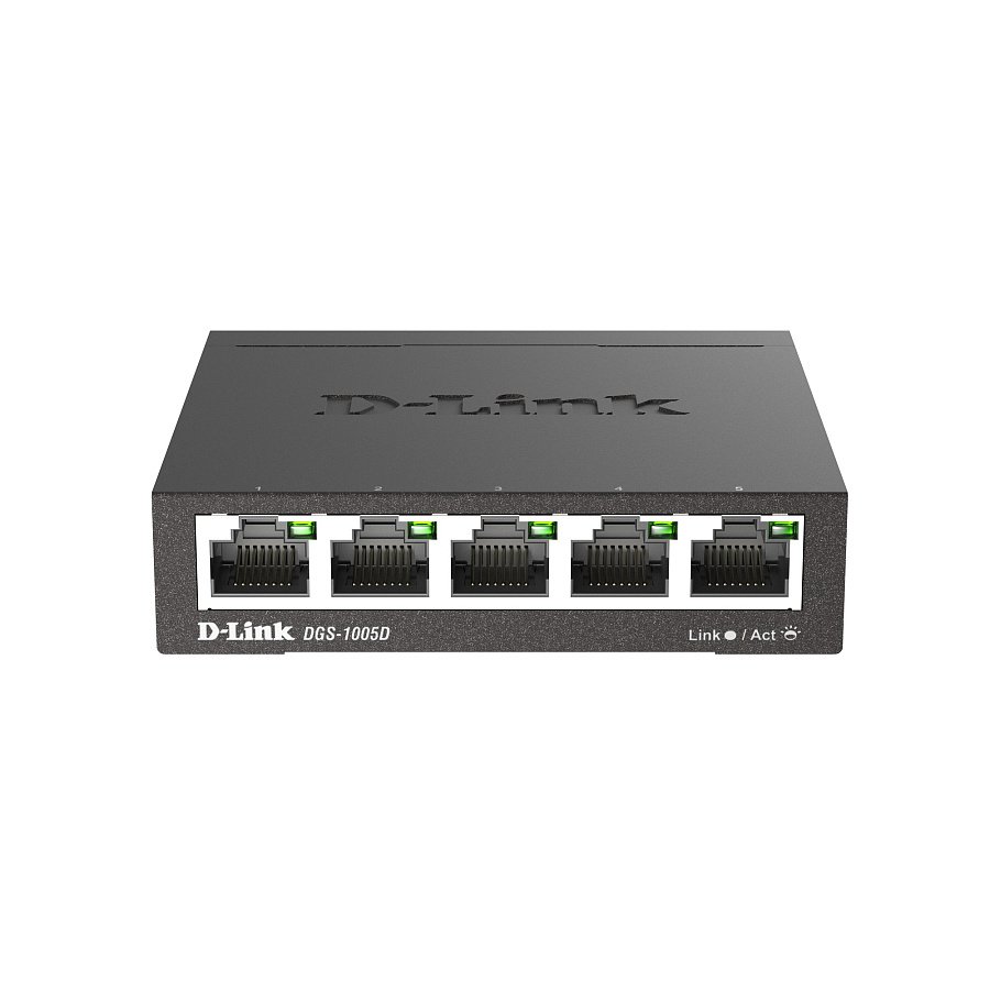 Неуправляемый коммутатор D-Link DGS-1005D/R1A с 5 портами 10/100/1000Base-T