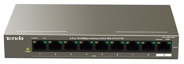 Коммутатор TENDA TEF1109P-8-63W 9Port 10/100M POE