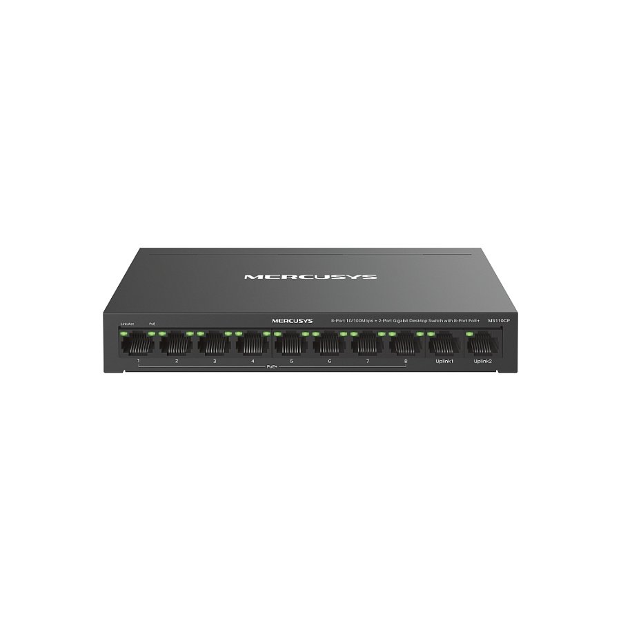 Коммутатор Mercusys MS110CP Настольный с 8 портами PoE+ 10/100Мбит/c и 2 гигабитными портами