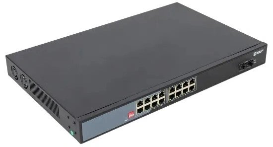 Коммутатор промышленный неуправляемый EKF TSX-U-2GX/SFP-16GTP-R U-2GX/SFP-16GTP-R 2 порта 1000Base-X SFP 16 портов 10/100/1000Base-T(X) RJ45 c PoE