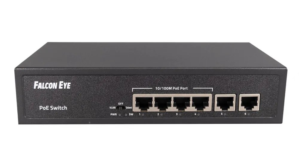 Коммутатор неуправляемый Falcon Eye FE-4FPF2 00-00330351 (L2) 4x100Мбит/с 2x1Гбит/с 4PoE 48W