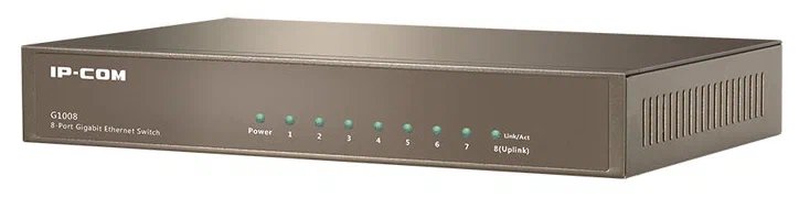 Коммутатор неуправляемый IP-COM G1008M 8 портов, 8x1 Гбит/с, настольный, металлический