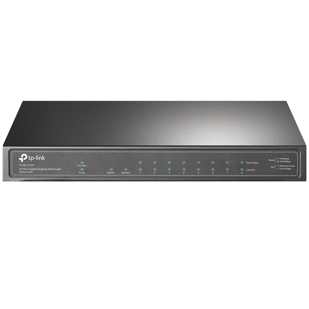 Коммутатор TP-Link (TL-SG1210P) 9G 1SFP 8PoE+ 63W неуправляемый