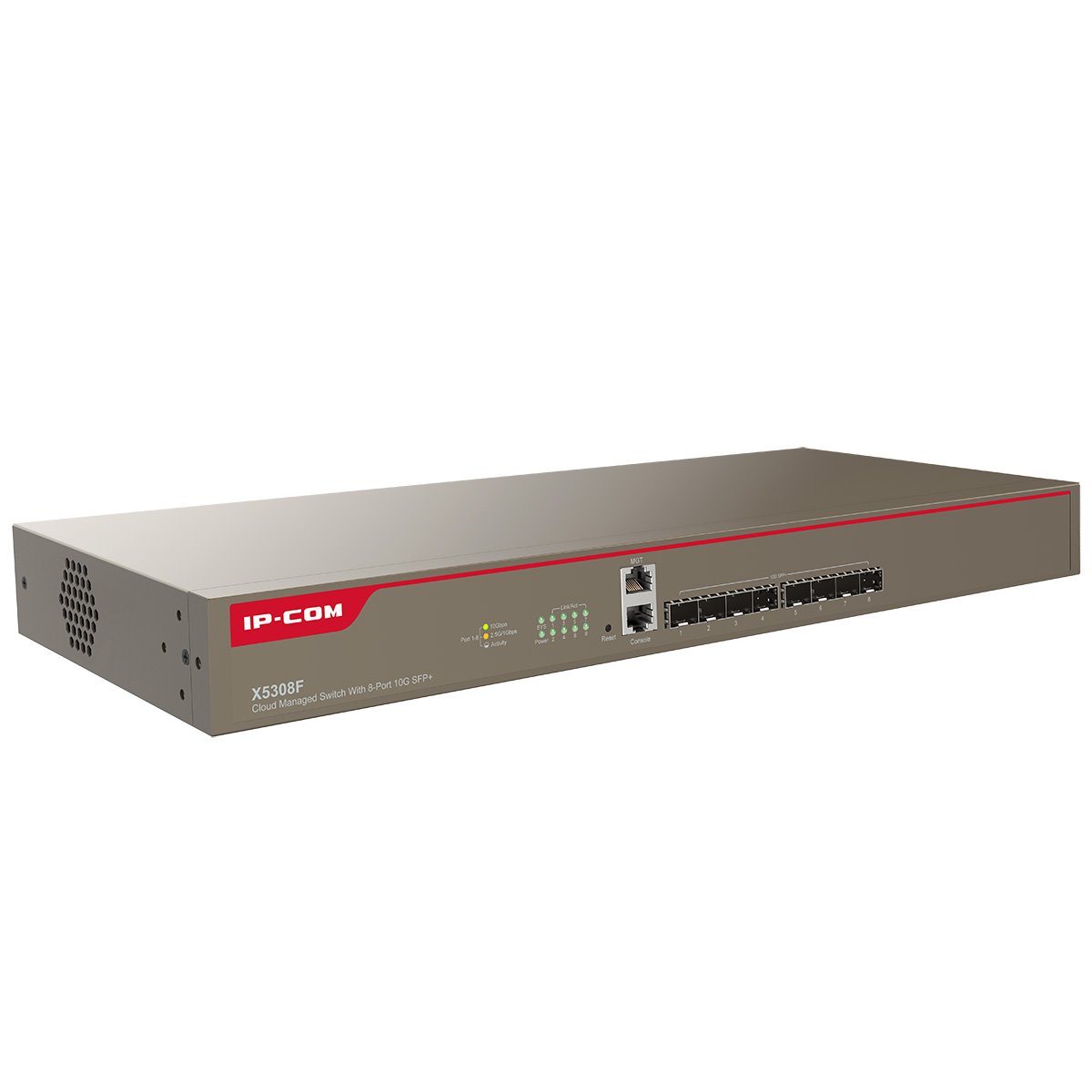 Коммутатор IP-COM X5308F с облачным управлением L3, 8х10G Base-X SFP+, 1хRJ45 Console port, 1хRJ45 MGT port