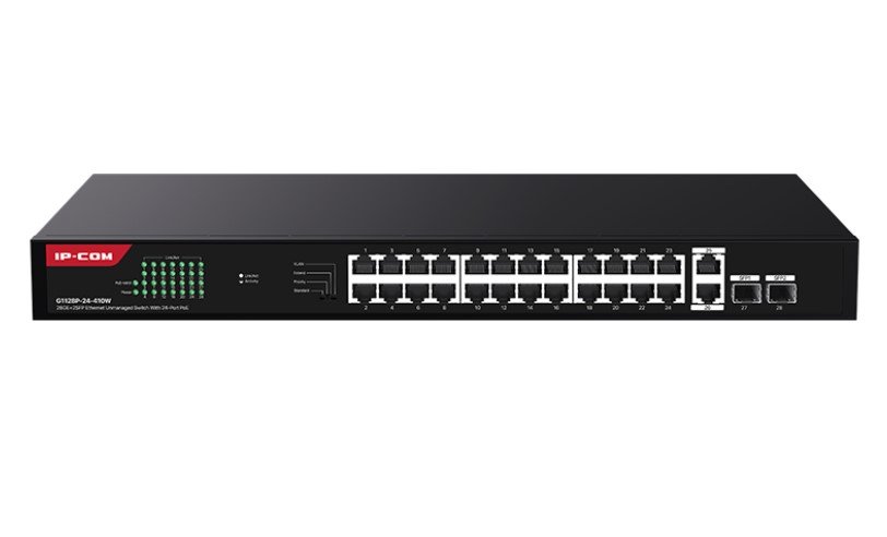Неуправляемый гигабитный PoE коммутатор IP-COMG1128P-24-410W Ethernet 26GE+2SFP с 24 портами PoE