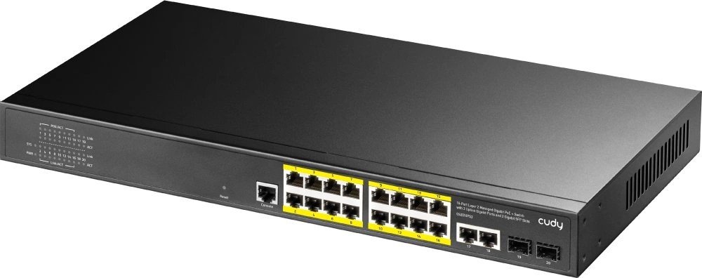 Коммутатор управляемый Cudy GS2018PS2-200W (L2) 16x1Гбит/с 2SFP 16PoE+ 200W