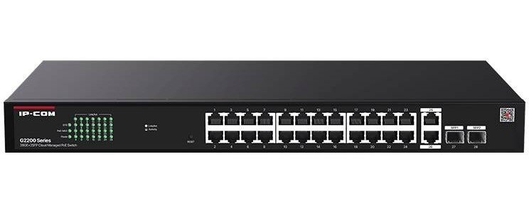 Web smart коммутатор IP-COM G2228P-24-410W с 26 гигабитными портами и 2 SFP-портоми, PoE 24х30Вт (до 370Вт)