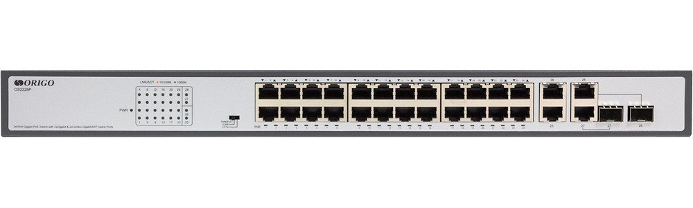 Коммутатор неуправляемый Origo OS2228P/370W OS2228P/370W/B1A (L2) 26x1Гбит/с 2SFP 24PoE+ 370W