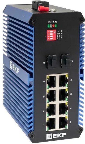 Коммутатор промышленный неуправляемый EKF TSX-U-2GX/SFP-8GTP U-2GX/SFP-8GTP 2 порта 1000Base-X SFP 8 портов 10/100/1000Base-T(X) RJ45 c PoE