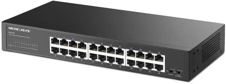Коммутатор Mercusys MS124GS с 24 гигабитными портами для размещения на столе или в стойке
