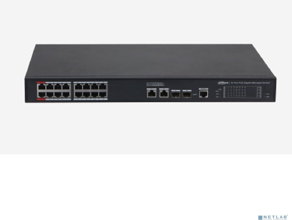 Коммутатор управляемый Dahua DH-S4220-16GT-190 (L2) 16x1Гбит/с 2SFP 16PoE 190W