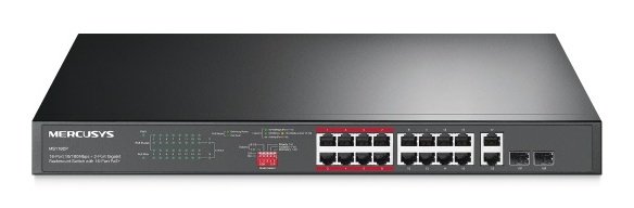 Коммутатор Mercusys MS118CP 16-портовый монтируемый в стойку PoE+ 10/100Мбит/с с 2 гигабитными портами
