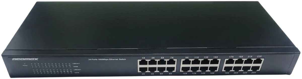 Неуправляемый коммутатор NEOMAX NMS-124P-1000-SR, 24 порта 1000 Mbps, металл Rack