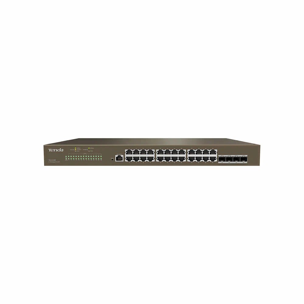 Коммутатор Tenda TEG5328F управляемый L2, 28 портов, 24х1 Гбит/с, Base-X SFP 4х1 Гбит/с, установка в стойку