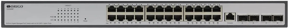Коммутатор управляемый Origo OS3228P/370W OS3228P/370W/A1A 24x1Гбит/с 4SFP+ 24PoE+ 370W