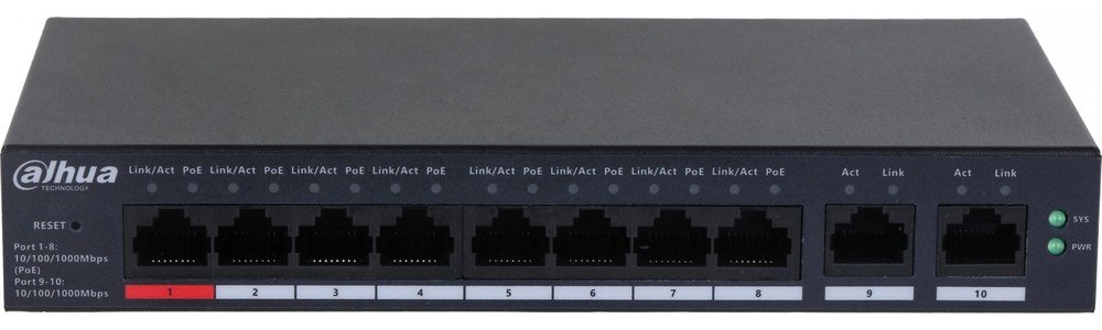 Коммутатор управляемый Dahua DH-CS4010-8GT-110 (L2) 10x100Мбит/с 8PoE 110W