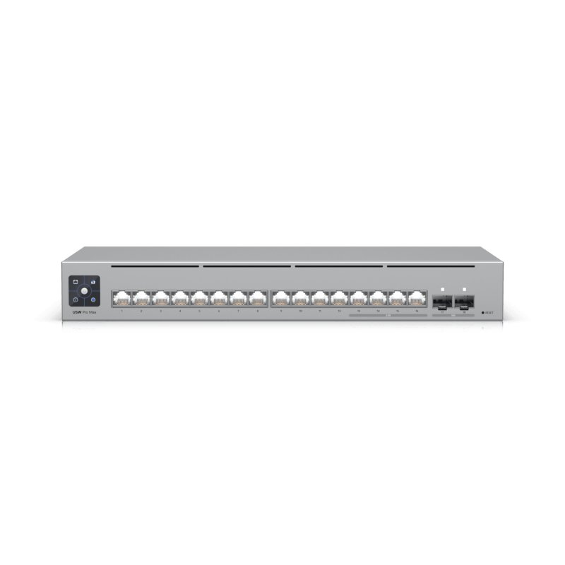 Коммутатор Ubiquiti UniFi Switch Pro Max 16 (USW-Pro-Max-16) в стойку, 4х 2.5G RJ45, 12х 1G RJ45, 2х 10G SFP+