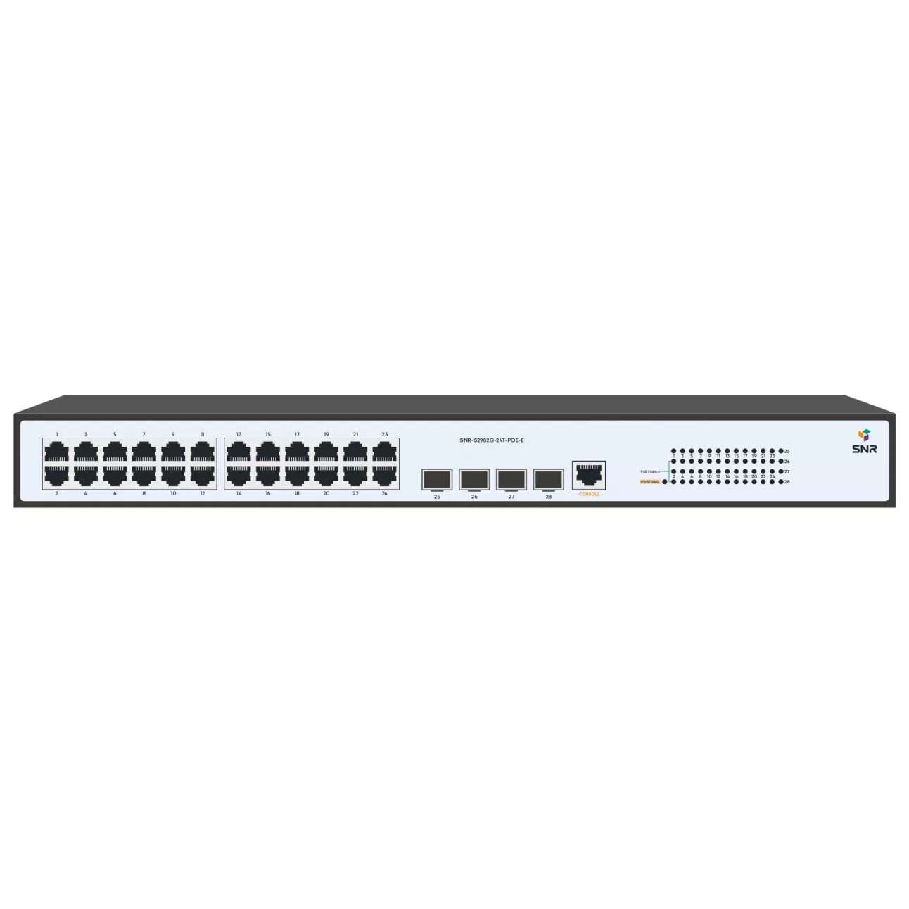 Коммутатор SNR (SNR-S2982G-24T-POE-E) 24 порта 10/100/1000Base-T с поддержкой PoE, 4 порта 100/1000BASE-X (SFP)