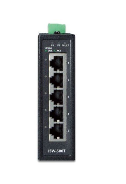 Коммутатор Planet IP30 Compact size (ISW-500T) 5-Port 10/100TX Fast Ethernet Switch монтажный в DIN рейку
