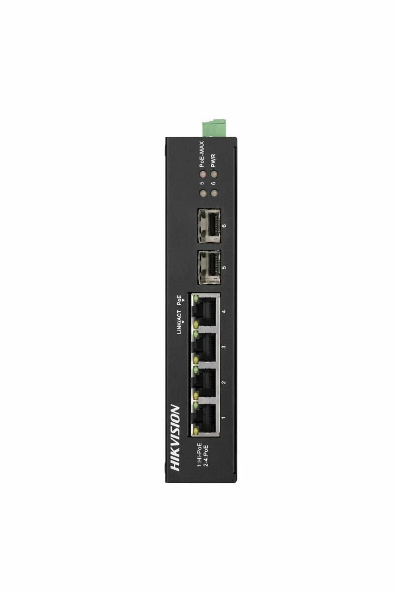 Коммутатор неуправляемый Hikvision DS-3T0506HP-E/HS 4x1Гбит/с 2SFP 3PoE+ 1PoE++ 60W