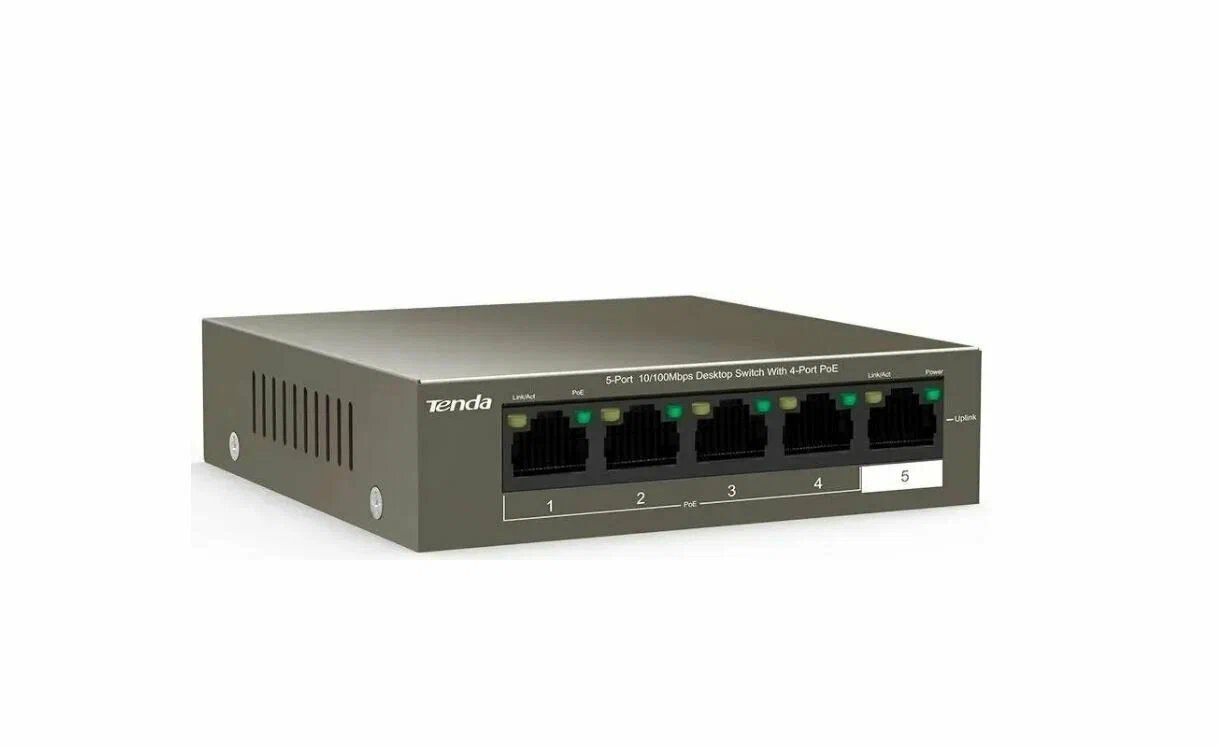Коммутатор IP-COM F1105P-4-63W неуправляемый PoE, 5 портов, 5x1 Гбит/с, PoE 4х30 Вт (до 58 Вт), настольный