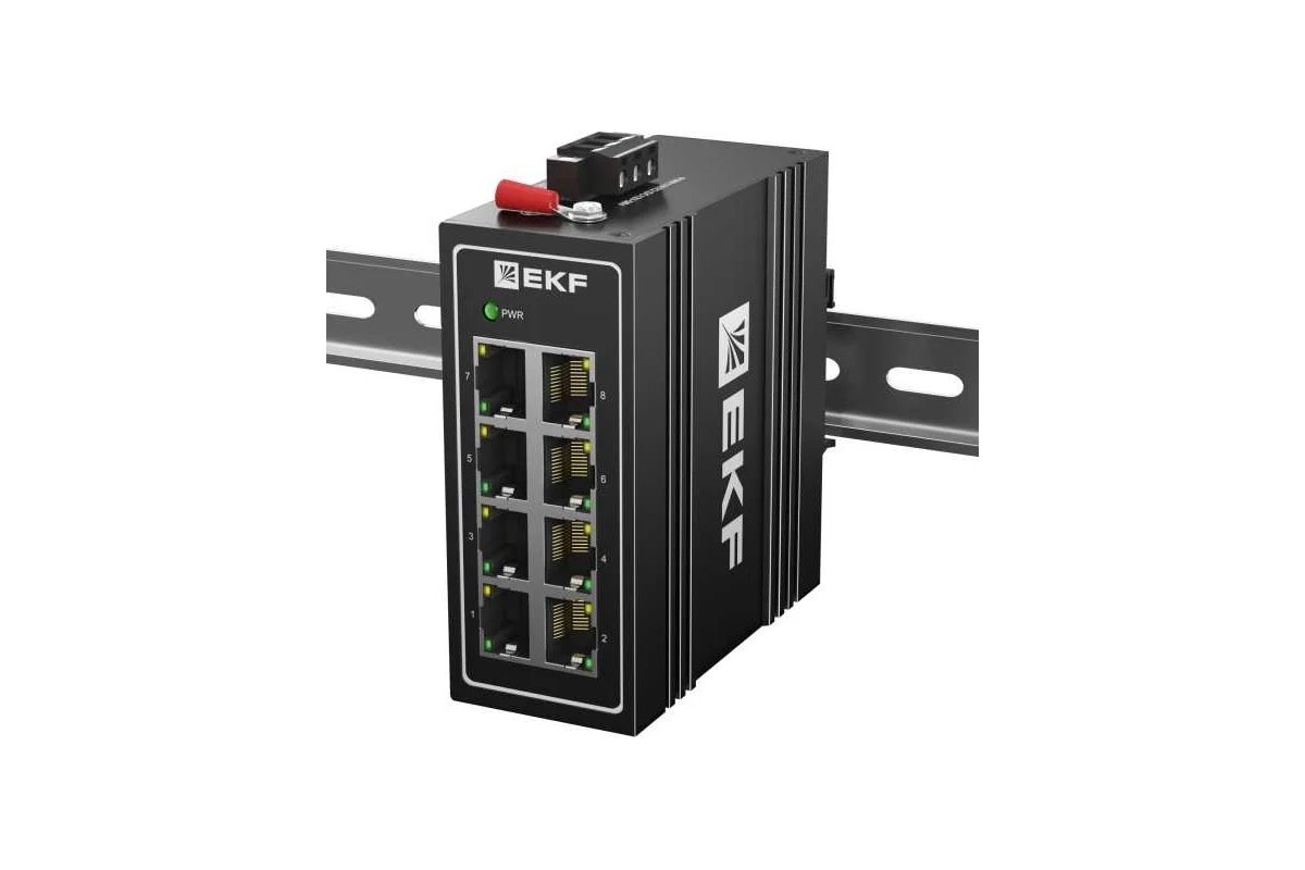 Коммутатор промышленный неуправляемый EKF TSX-U-8T U-8T 8 портов 10/100Base-T(X) RJ45 монтаж на DIN-рейку TSX
