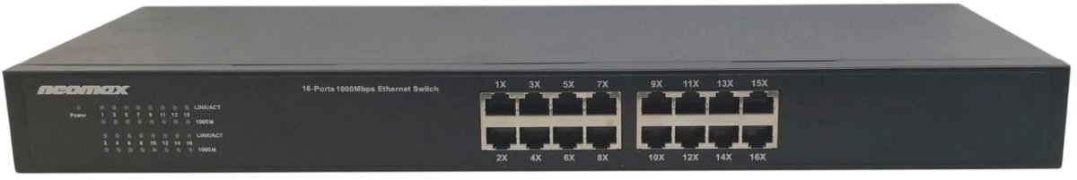 Неуправляемый коммутатор NEOMAX NMS-116P-1000-SR, 16 портов 1000 Mbps, металл Rack