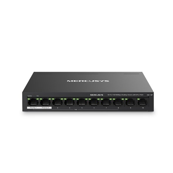 Коммутатор Mercusys MS110P с 10 портами 10/100 Мбит/с (8 портов PoE+)