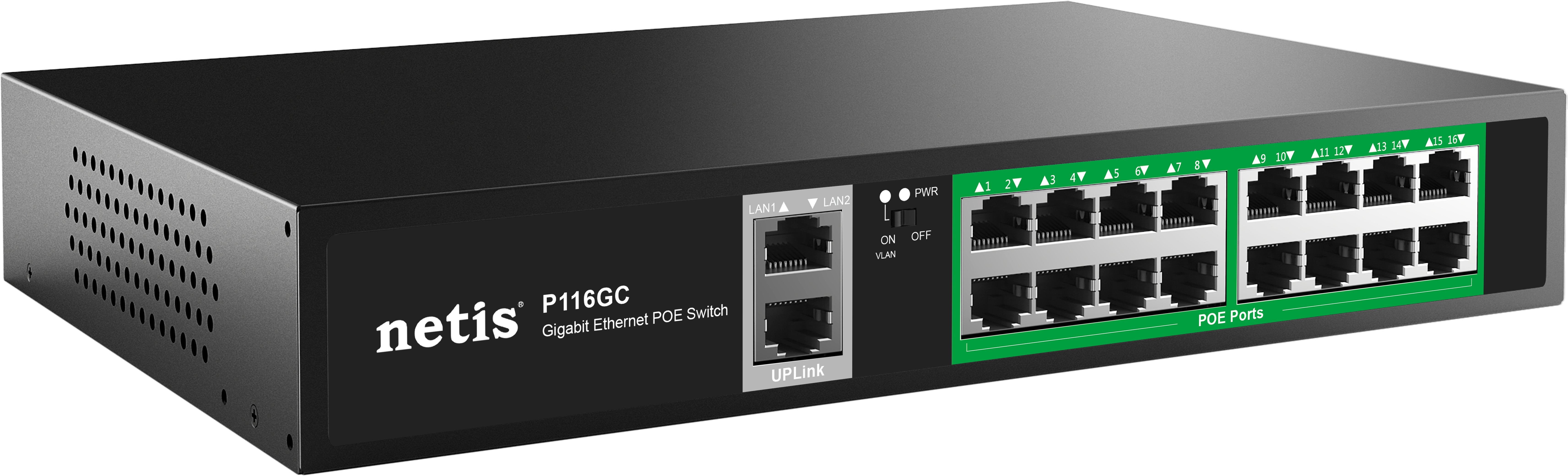 Коммутатор неуправляемый PoE+ Netis P116GC