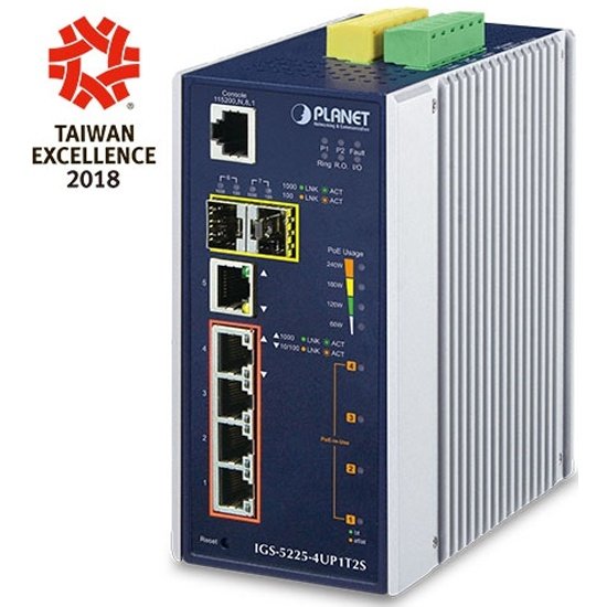 Коммутатор PLANET (IGS-5225-4UP1T2S) 4x60W 1000T Ultra PoE+ 1-Port + 2x100/1000X SFP Full Managed Switch