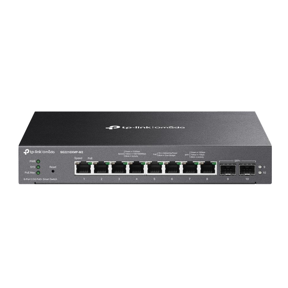 Коммутатор TP-Link SG2210XMP-M2 Omada Smart с 8 портами PoE+ 2,5Гбит/с и 2 портами SFP+