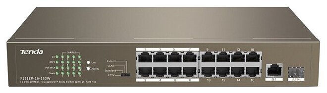 Коммутатор TENDA TEF1118P-16-150W 16Port