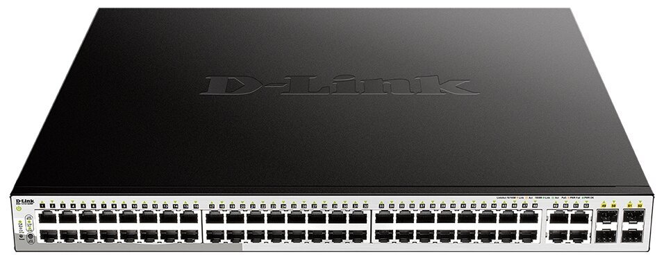 Коммутатор D-Link DGS-1210-52MP/FL1A, with 48 ports 10/100/1000Base-T  and  4 100/1000Base-T/SFP combo-ports (48 PoE ports)