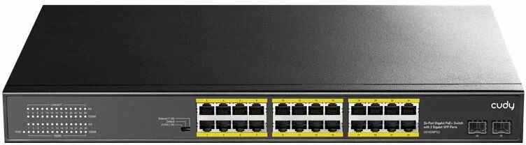 Коммутатор неуправляемый Cudy GS1028PS2 (L2) 24x1Гбит/с 2SFP 24PoE+ 300W