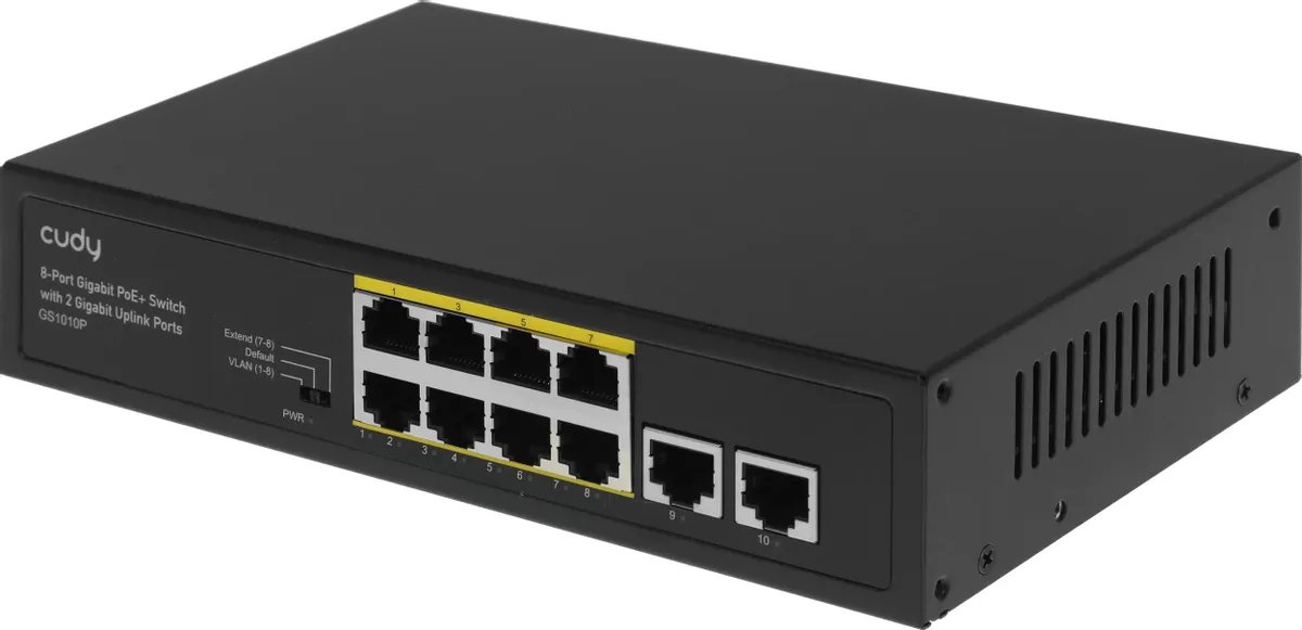 Коммутатор неуправляемый Cudy GS1010P (L2) 10x1Гбит/с 8PoE 120W