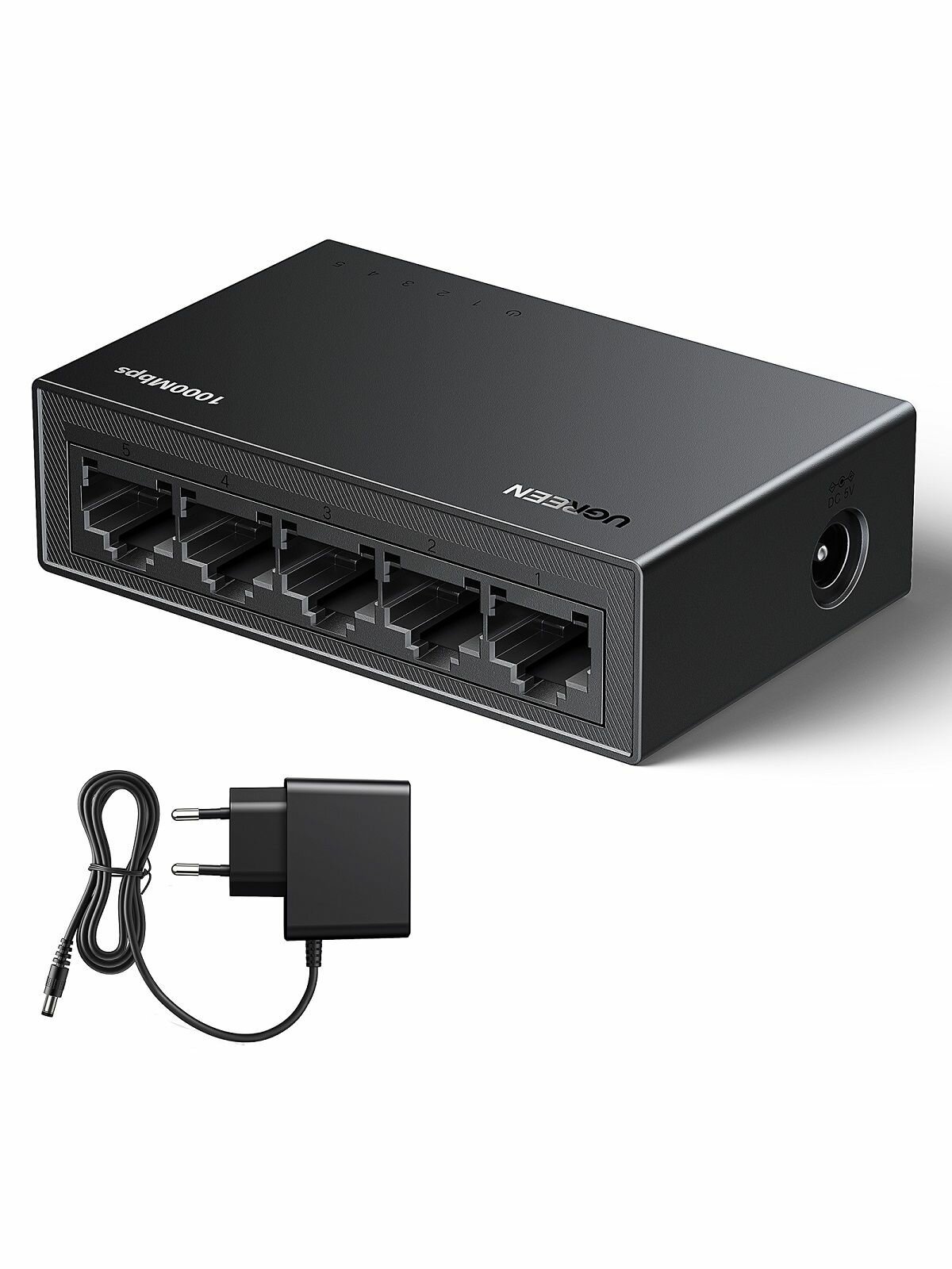 Коммутатор сетевой UGREEN CM833 (35492EU) 5-Port Gigabit Ethernet Switch PC+ABS Housing EU серый