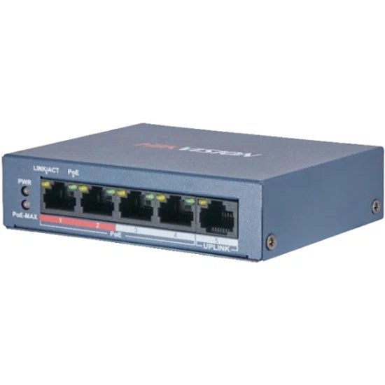 Коммутатор неуправляемый Hikvision DS-3E0105P-E/M(B) 4x100Мбит/с 4PoE+ 35W