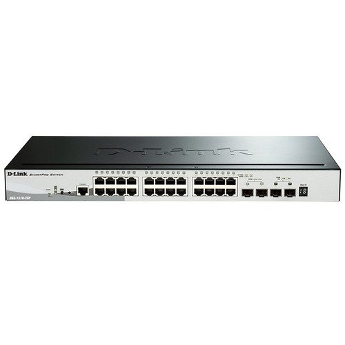 D-Link DGS-1510-28P/A1A PROJ Управляемый стекируемый коммутатор SmartPro с 24 портами 10/100/1000Base-T с поддержкой PoE, 2 портами 1000Base-X SFP и 2 портами 10GBase-X SFP+